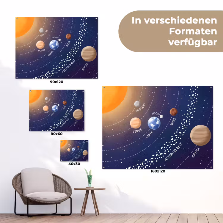 Planetenstelsel - Ruimte - Illustratie tuinposter los doek klein -Xsfeer9_DE