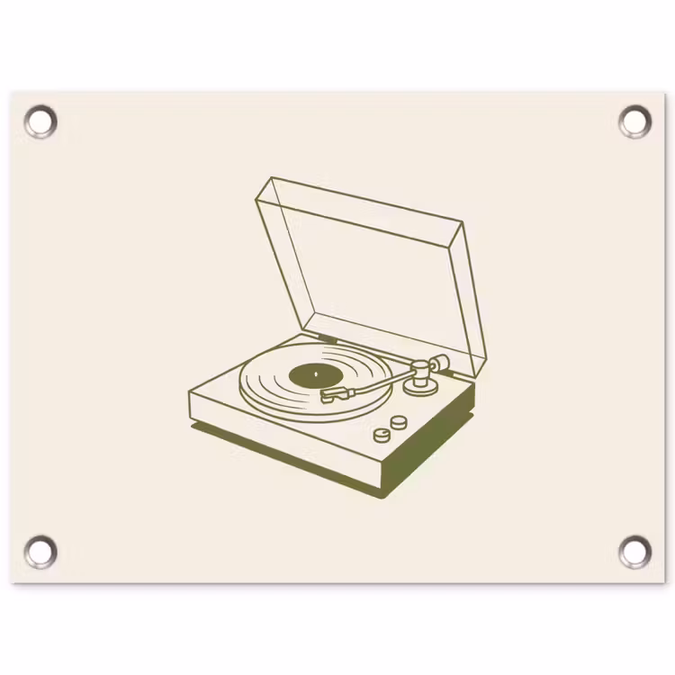 Platenspeler - Vinyl - Muziek - Minimalistisch - Groen tuinposter los doek klein -3d