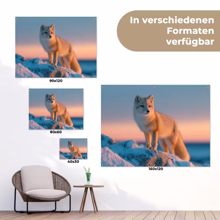 Poolvos - Rots - Sneeuw - Wit tuinposter los doek klein -Xsfeer9_DE