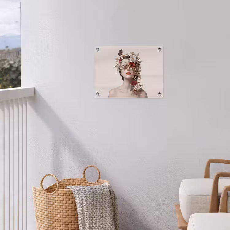 Portret - Bloemen - Cremé tuinposter los doek klein -sfeer8