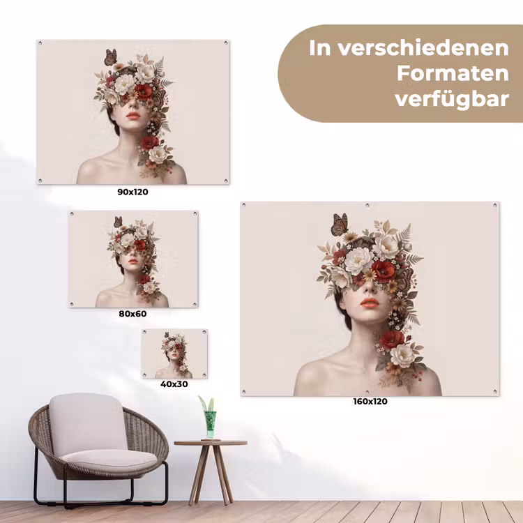 Portret - Bloemen - Cremé tuinposter los doek klein -Xsfeer9_DE