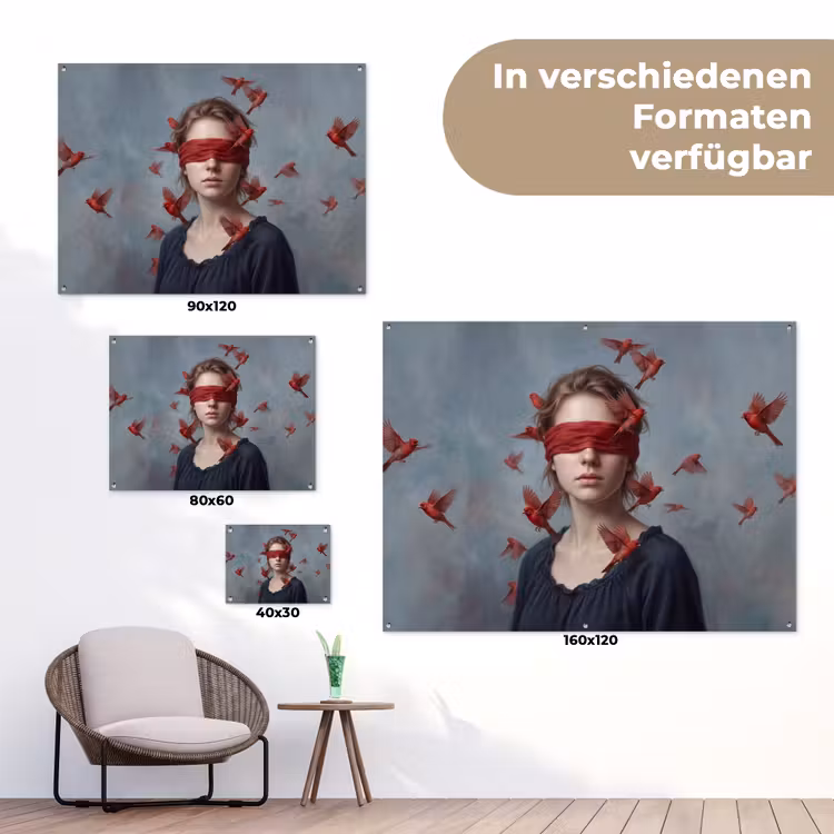 Portret - Krachtig - Rood tuinposter los doek klein -Xsfeer9_DE