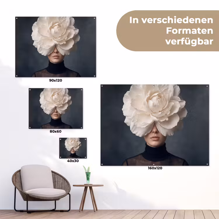 Portret - Mysterieus - Wit tuinposter los doek klein -Xsfeer9_DE