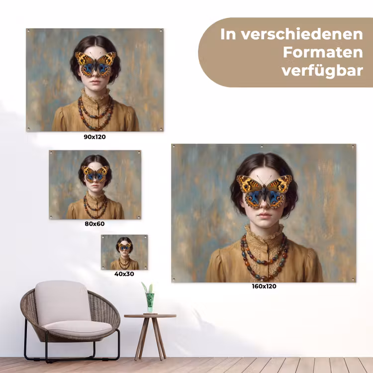 Portret - Vlinder - Kleurrijk tuinposter los doek klein -Xsfeer9_DE