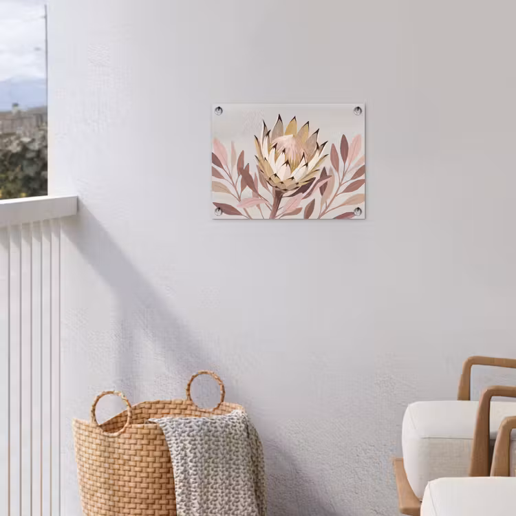 Protea - Bloem - Botanisch - Beige tuinposter los doek klein -sfeer8
