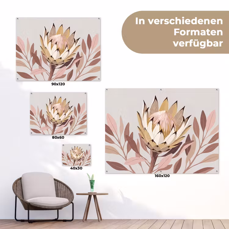 Protea - Bloem - Botanisch - Beige tuinposter los doek klein -Xsfeer9_DE