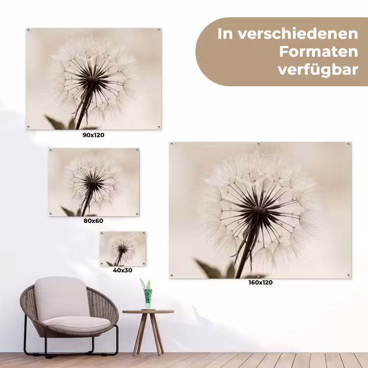 Paardenbloem - Minimalistisch - Wit tuinposter los doek klein -Xsfeer9_DE