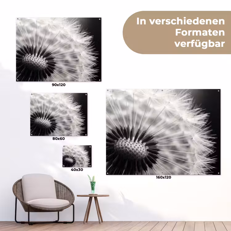 Paardenbloem - Zwart - Wit tuinposter los doek klein -Xsfeer9_DE