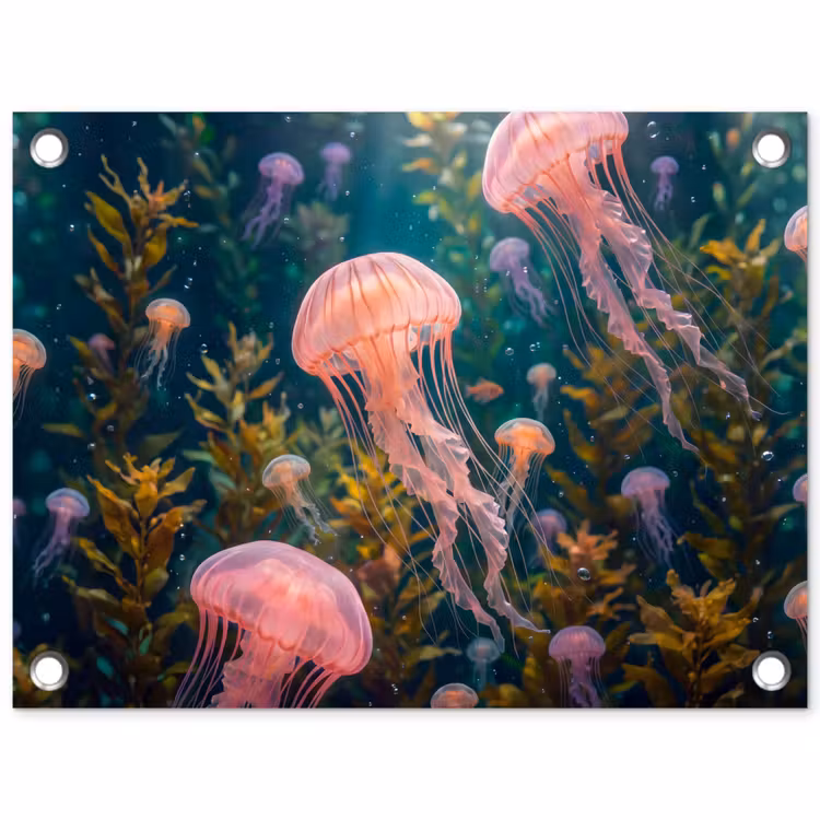 Kwal - Roze - Onderwater - Zeeleven - Dieren tuinposter los doek klein -3d