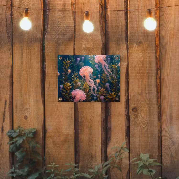 Kwal - Roze - Onderwater - Zeeleven - Dieren tuinposter los doek klein -sfeer1