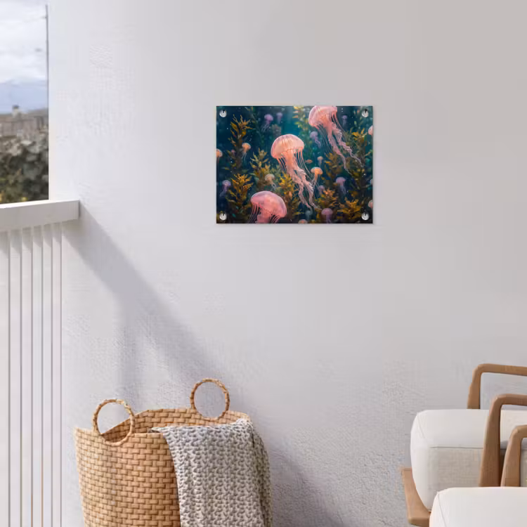 Kwal - Roze - Onderwater - Zeeleven - Dieren tuinposter los doek klein -sfeer8