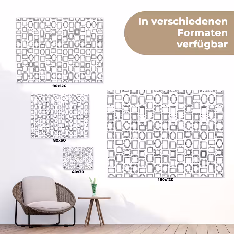 Lijsten - Patroon - Decoratie - Schets - Zwart-wit tuinposter los doek klein -Xsfeer9_DE