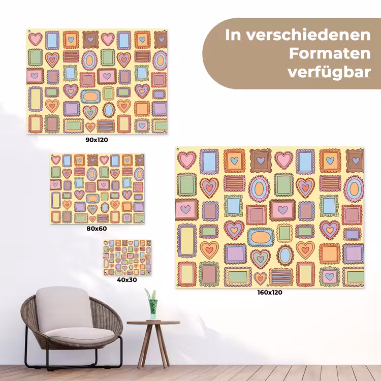 Lijst - Patroon - Hart - Speels - Kleurrijk tuinposter los doek klein -Xsfeer9_DE