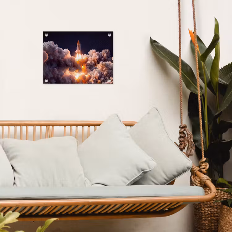 Gartenposter - Raumfahrzeug – Start – Sterne - Ruimtevaartuig - Lancering - Sterren tuinposter los doek klein