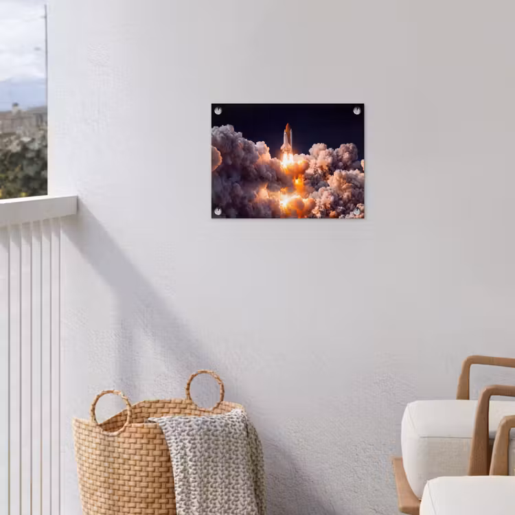 Gartenposter - Raumfahrzeug – Start – Sterne - Ruimtevaartuig - Lancering - Sterren tuinposter los doek klein