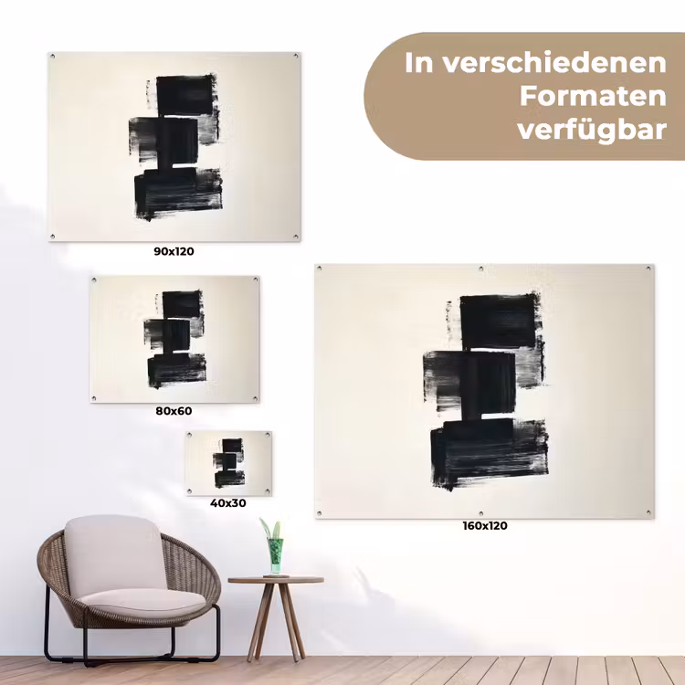 Rechthoeken - Penseelstreken - Abstract - Zwart tuinposter los doek klein -Xsfeer9_DE