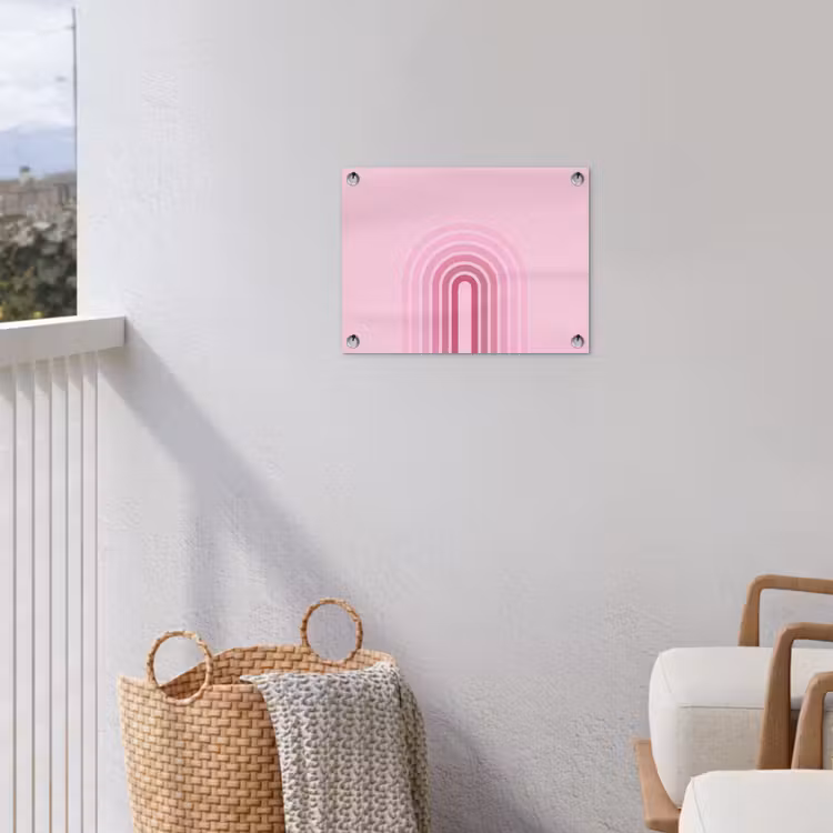 Regenboog - Roze - Abstract - Modern - Minimalistisch tuinposter los doek klein -sfeer8