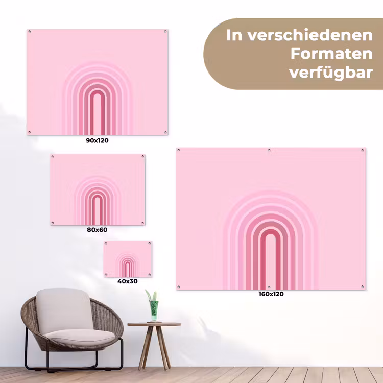 Regenboog - Roze - Abstract - Modern - Minimalistisch tuinposter los doek klein -Xsfeer9_DE