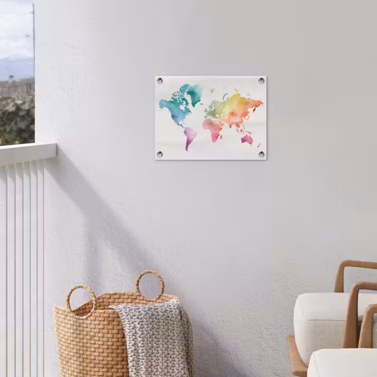 Regenboog - Wereldkaart - Overloop tuinposter los doek klein -sfeer8