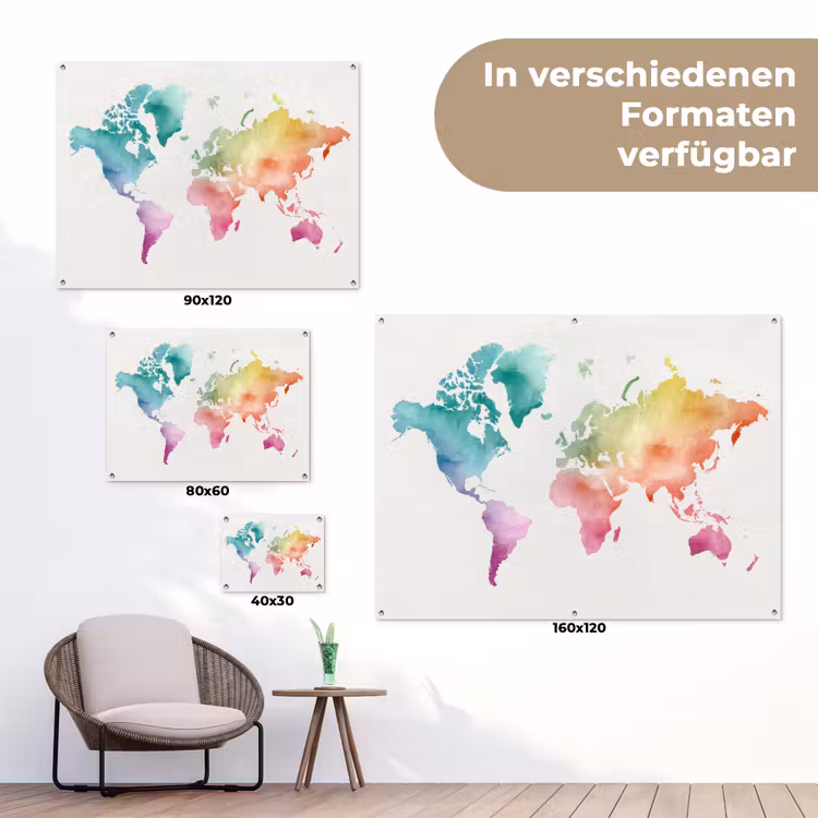 Regenboog - Wereldkaart - Overloop tuinposter los doek klein -Xsfeer9_DE