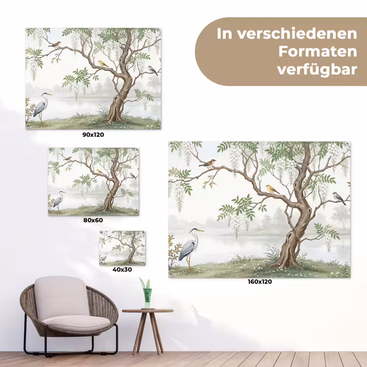 Reiger - Landschap - Groen tuinposter los doek klein -Xsfeer9_DE