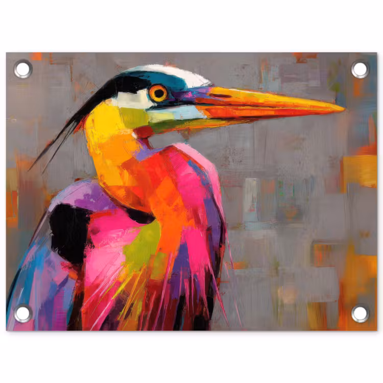 Reiger - Snavel - Schilderij - Roze tuinposter los doek klein -3d