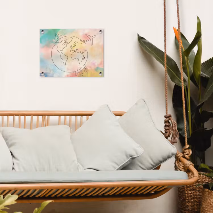 Voyage - Wereldbol - Pastel - Quote tuinposter los doek klein -sfeer7