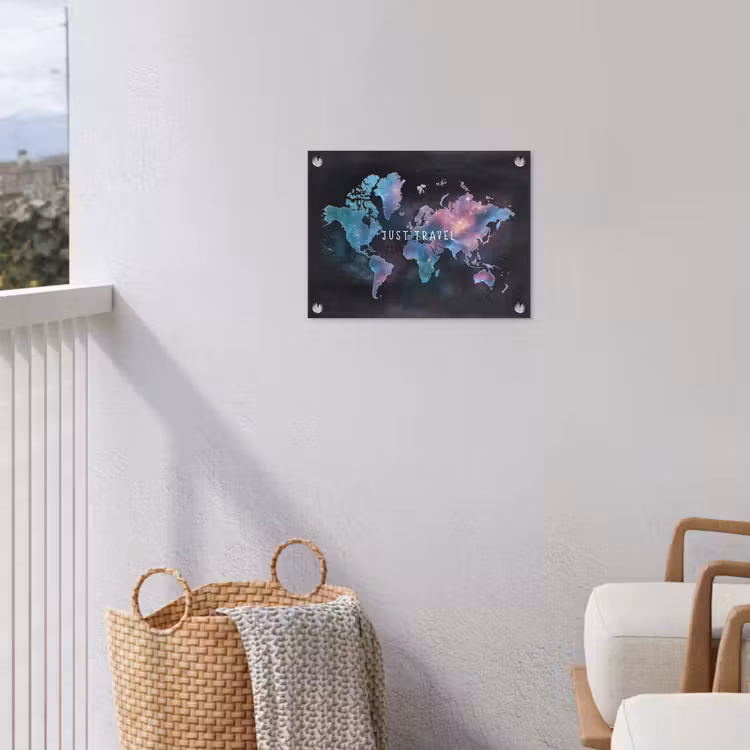 Travel - Sterrennevels - Wereldkaart - Krijtbord tuinposter los doek klein -sfeer8