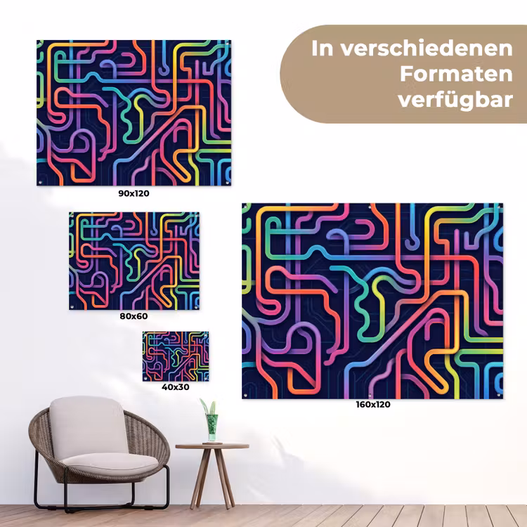 Retro - Abstract - Neon tuinposter los doek klein -Xsfeer9_DE