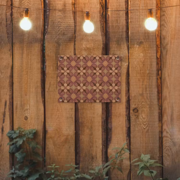 Retro - Bloemen - Bruin tuinposter los doek klein 239 -sfeer1