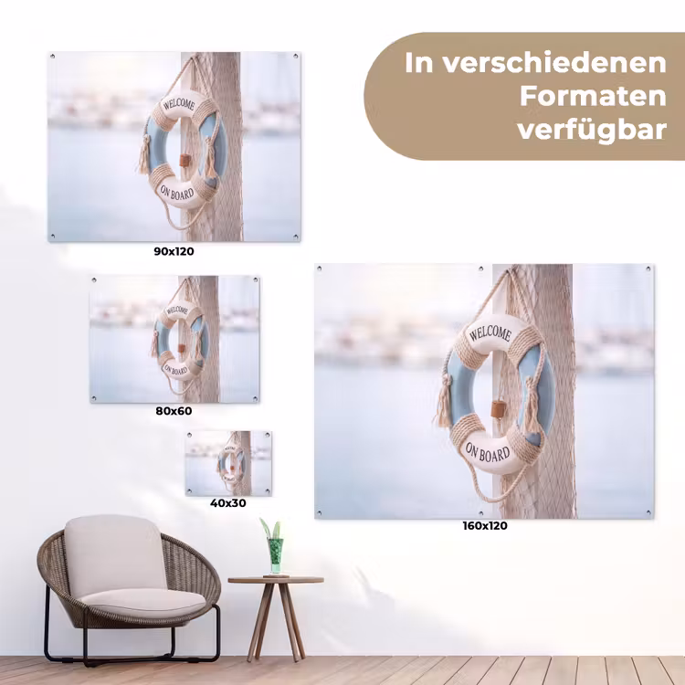 Reddingsboei - Maritiem - Welkom - Blauw - Wit tuinposter los doek klein -Xsfeer9_DE