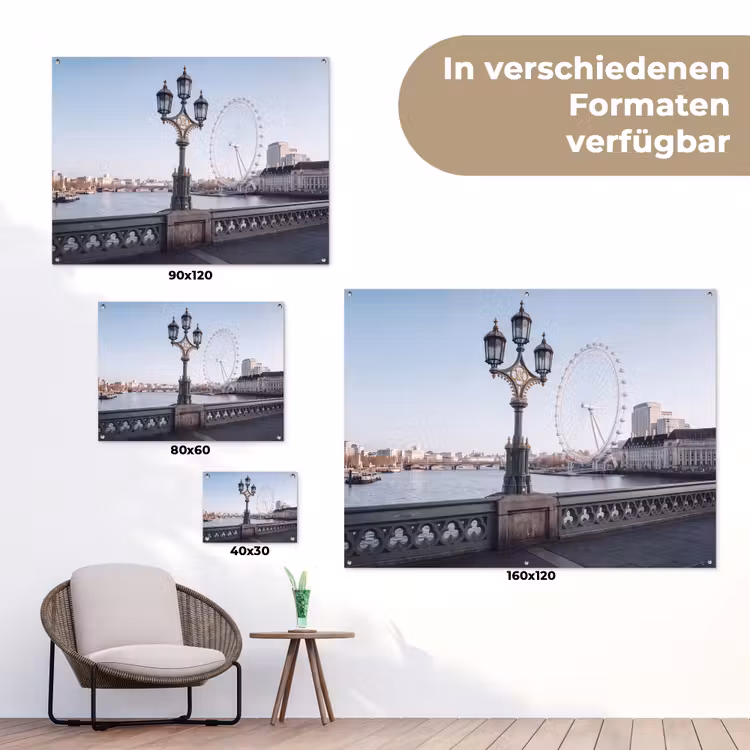 Reuzenrad - Londen - Stad - Architectuur - Brug tuinposter los doek klein -Xsfeer9_DE