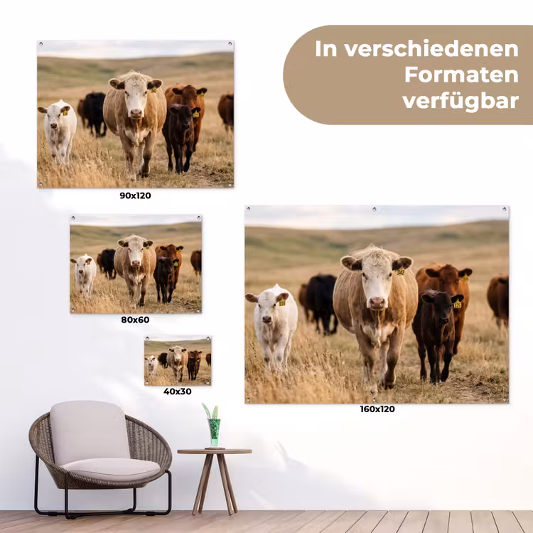 Runderen - Kudde - Landschap - Weide - Rustig tuinposter los doek klein -Xsfeer9_DE