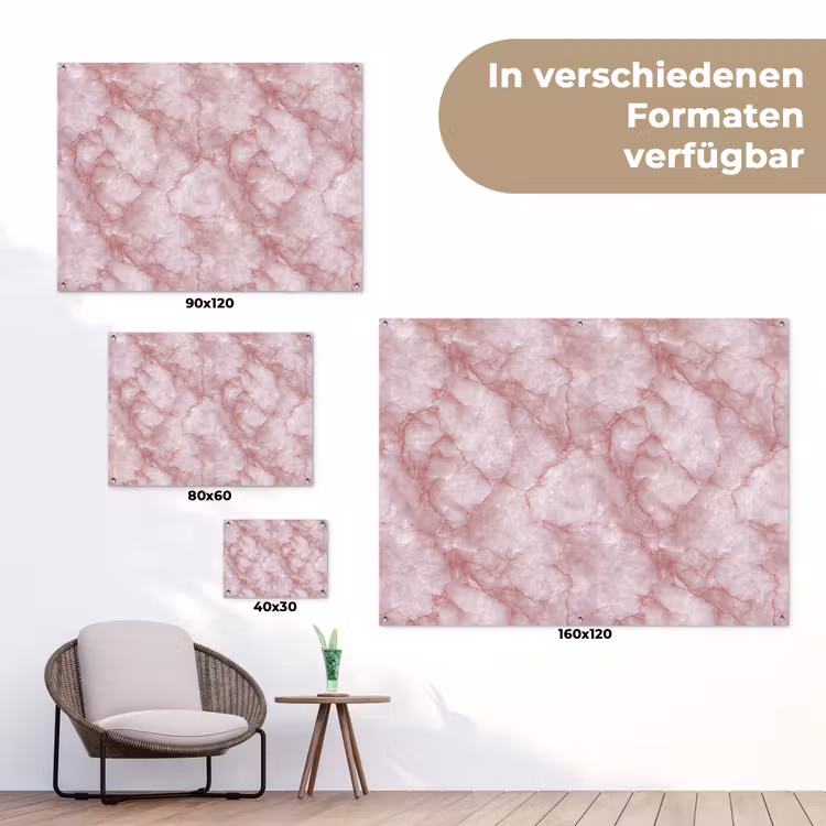 Roze - Kwartsmarmer - Aders tuinposter los doek klein 239 -Xsfeer9_DE