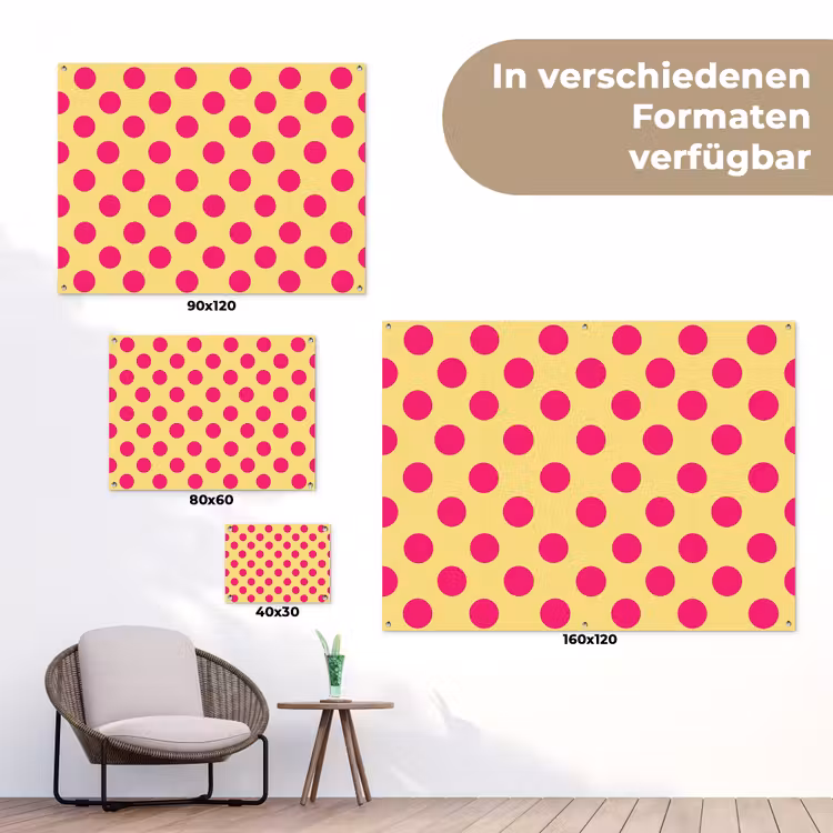 Roze - Stippen - Geel tuinposter los doek klein 239 -Xsfeer9_DE