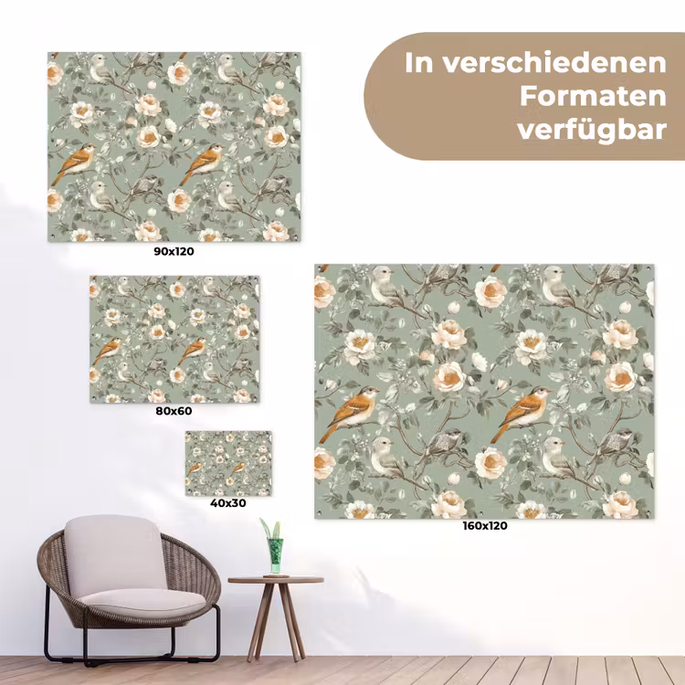 Roze - Vogels - Kleurrijk tuinposter los doek klein 239 -Xsfeer9_DE