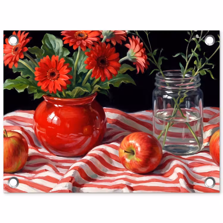 Gartenposter - Rote Blumen – Vase - Rode bloemen - Vaas tuinposter los doek klein