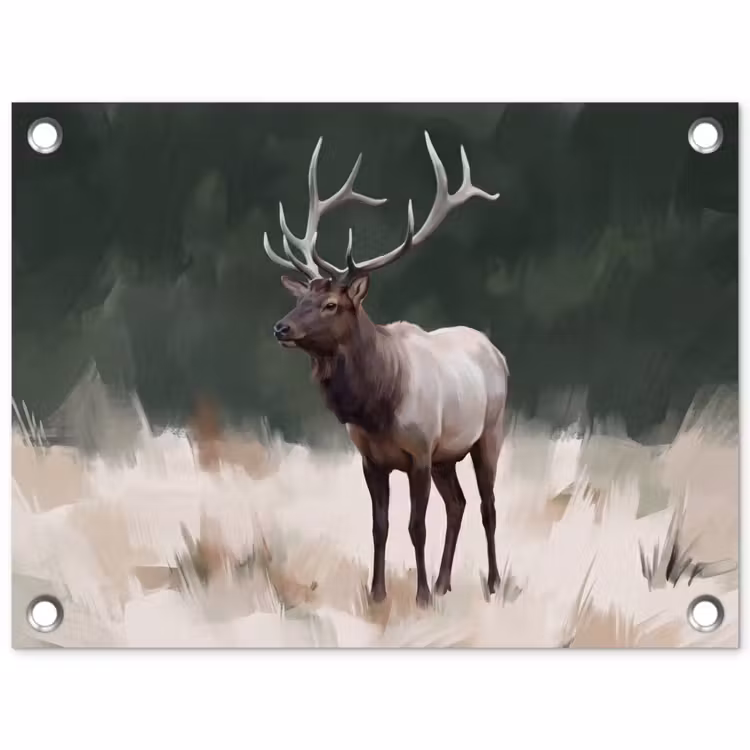 Edelhert - Gewei - Schildering - Rustiek tuinposter los doek klein -3d