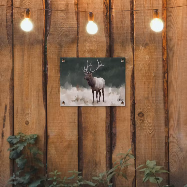 Edelhert - Gewei - Schildering - Rustiek tuinposter los doek klein -sfeer1
