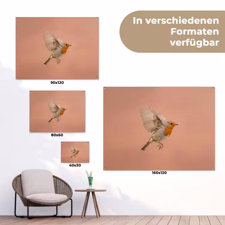 Roodborst - Natuur - Roze tuinposter los doek klein -Xsfeer9_DE