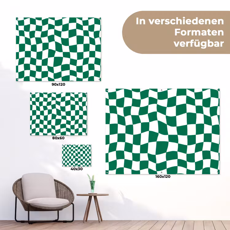 Schaakbord - Golvend - Groen tuinposter los doek klein 239 -Xsfeer9_DE