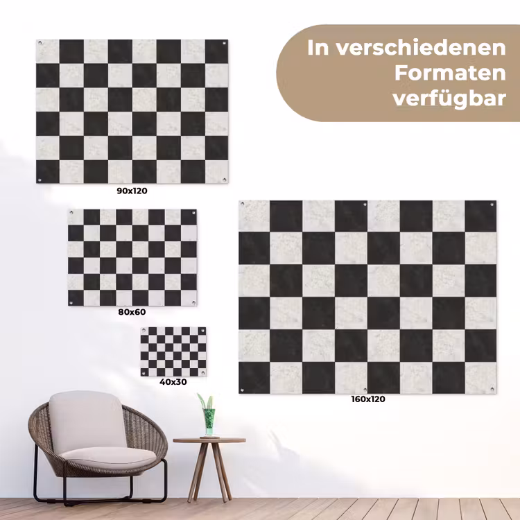 Dambord - Marmer - Zwart - Wit tuinposter los doek klein 239 -Xsfeer9_DE