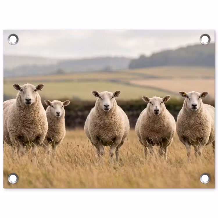 Schapen - Weidenlandschap - Heuvels tuinposter los doek klein -3d