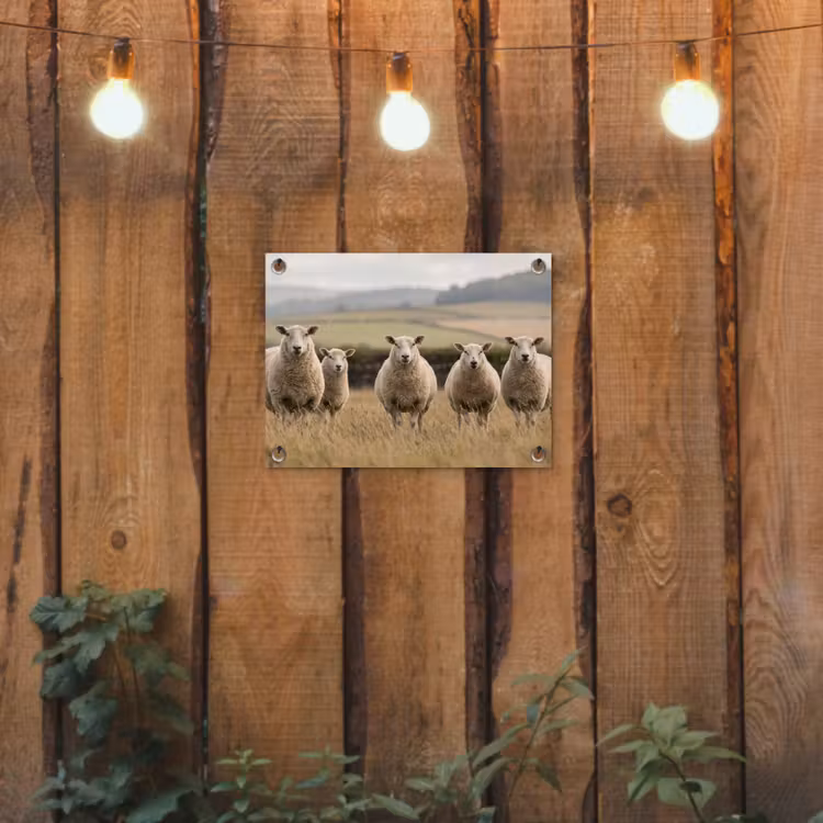 Schapen - Weidenlandschap - Heuvels tuinposter los doek klein -sfeer1