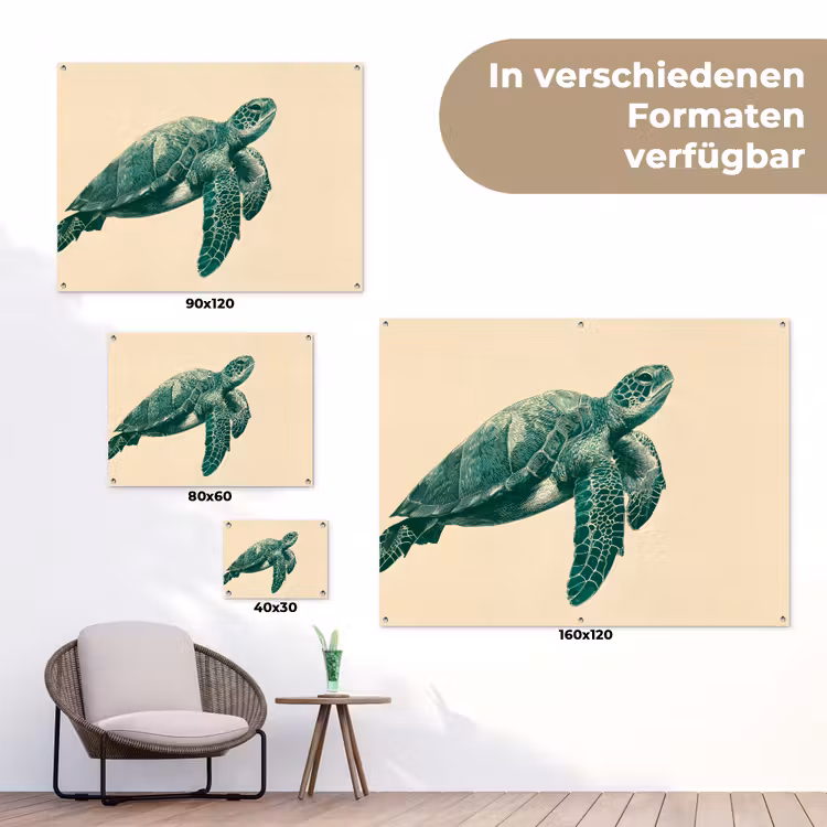 Schildpad - Sierlijk - Groen - Schild tuinposter los doek klein -Xsfeer9_DE