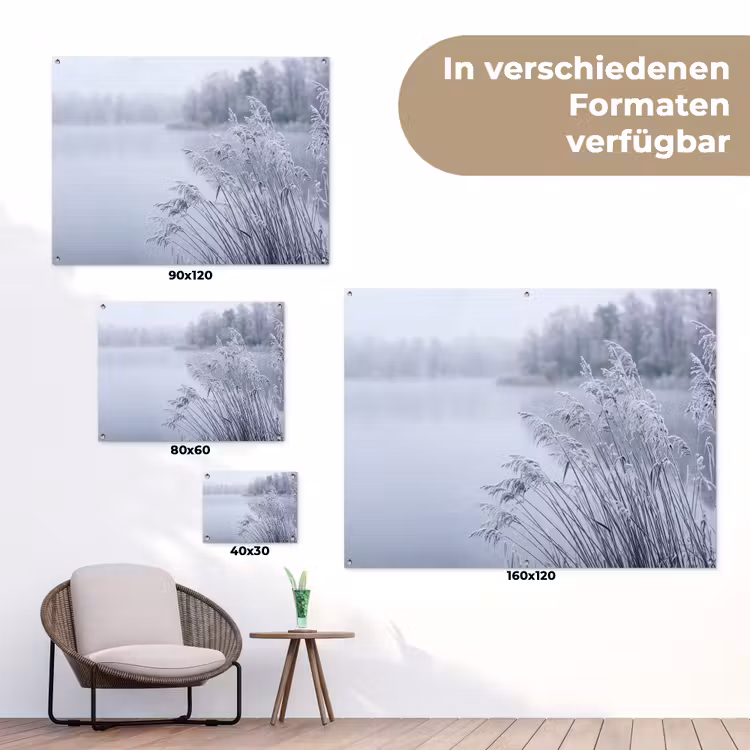 Riet - Bevroren - Winter - Natuur tuinposter los doek klein -Xsfeer9_DE