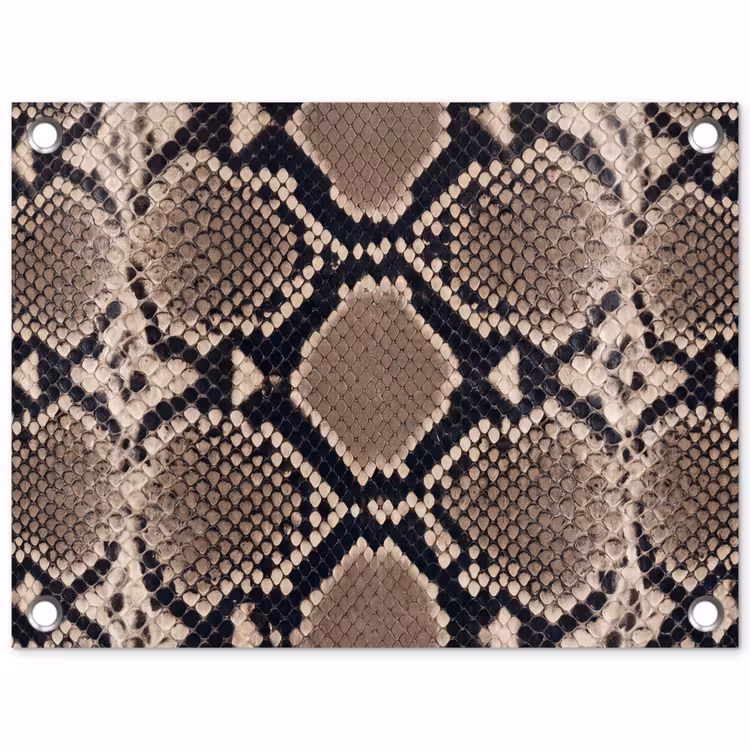 Slangenprint - Python - Bruin tuinposter los doek klein -3d