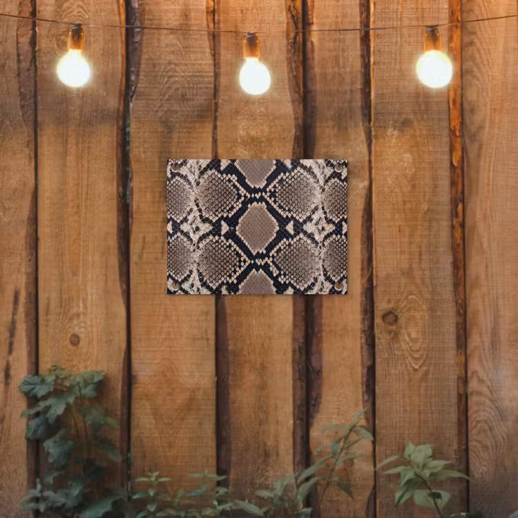 Slangenprint - Python - Bruin tuinposter los doek klein -sfeer1