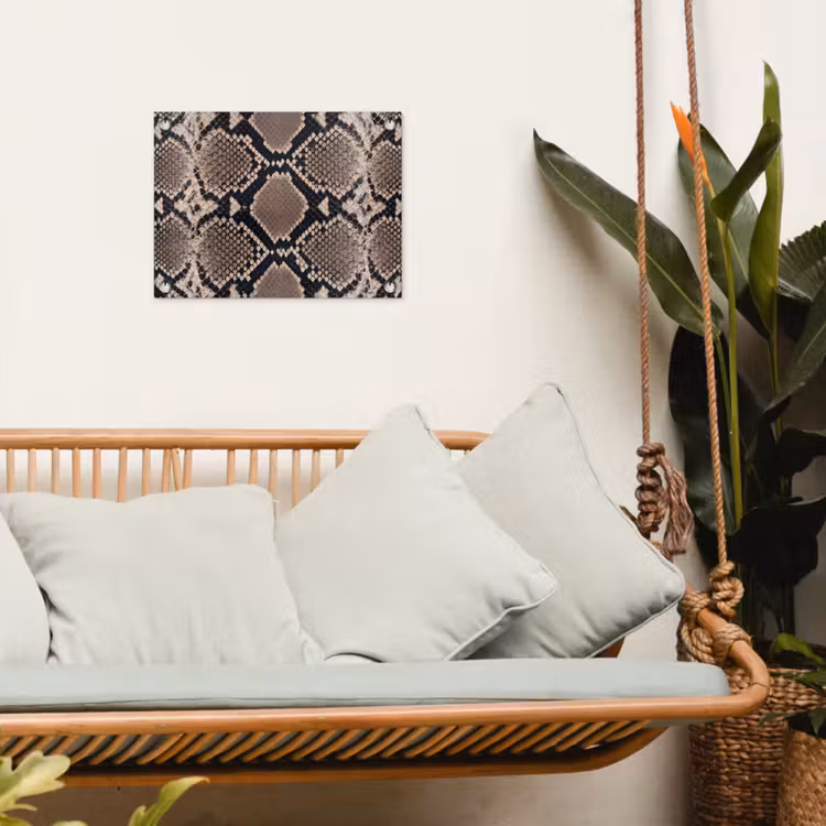 Slangenprint - Python - Bruin tuinposter los doek klein -sfeer7