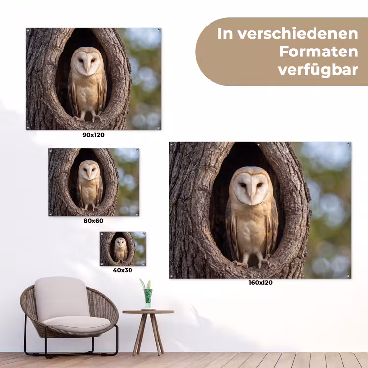 Kerkuil - Boom - Natuur - Bruin tuinposter los doek klein -Xsfeer9_DE